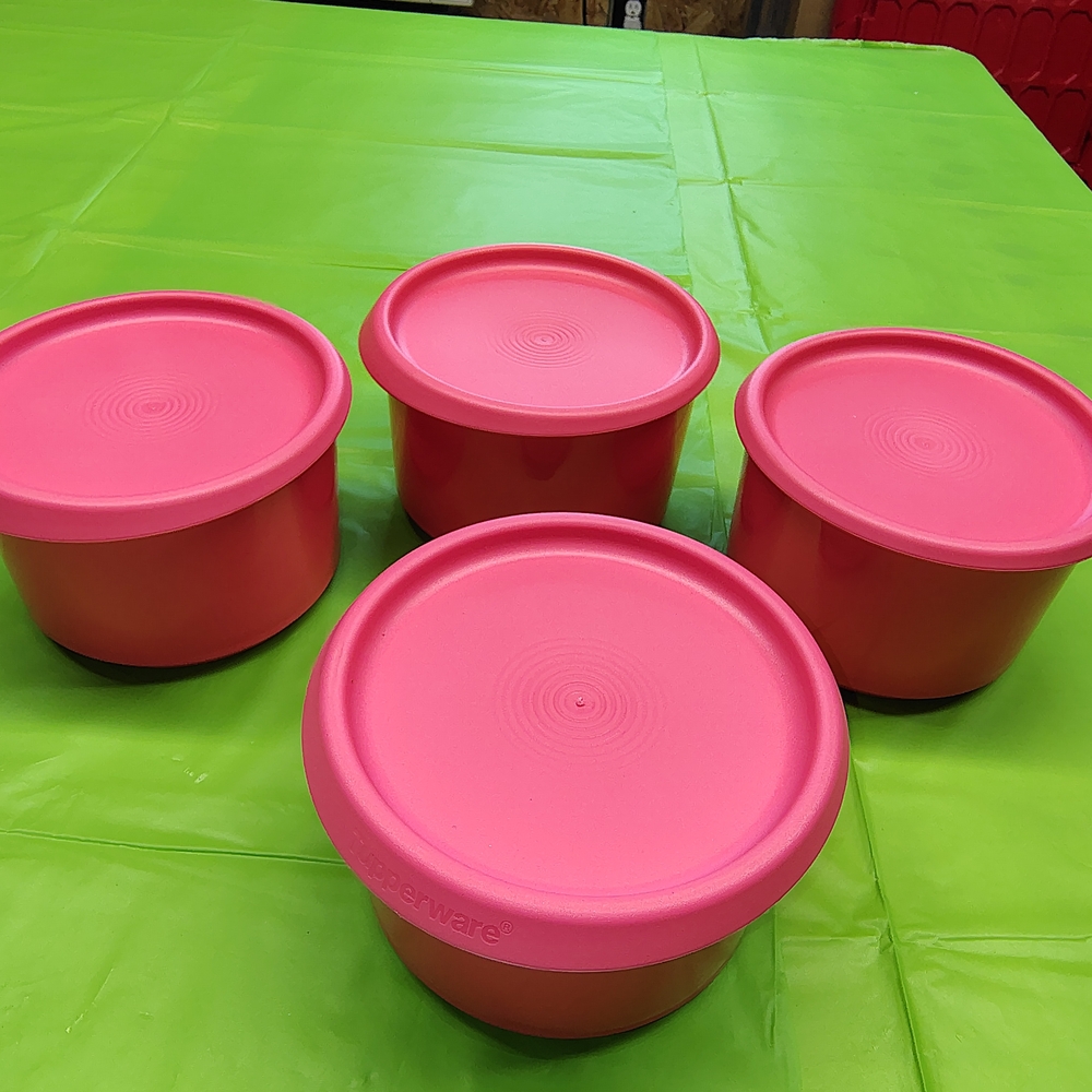 Tupperware Pink Small One Touch Canister Set
